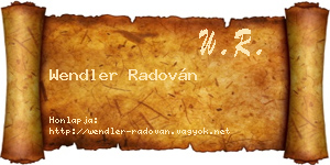 Wendler Radován névjegykártya